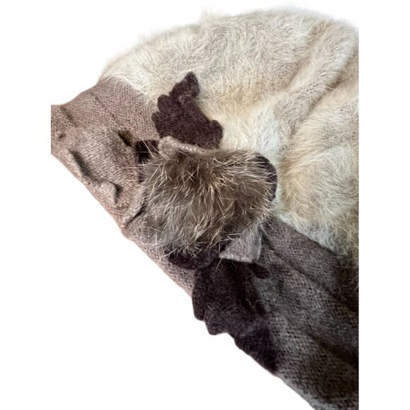 Angora Hat Women Gray Fur Neutral Retro 70s Costume Winter Wool Classic Capsule - Picture 2 of 12
